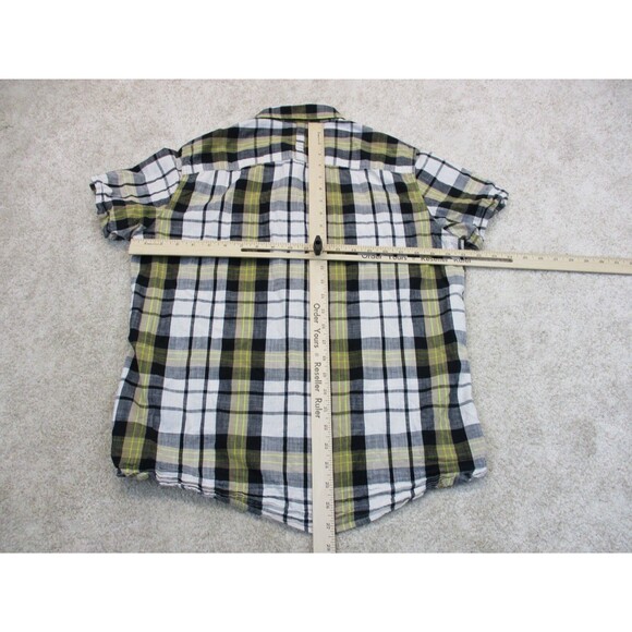 North Face Shirt Mens Medium Brown White Plaid Outdoor Short Sleeve Button Up - Picture 7 of 12